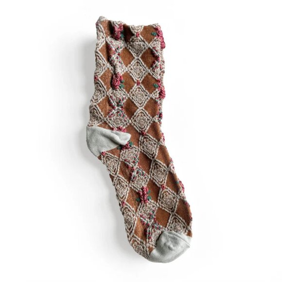 NWT Romantic Pink Violet Floral Textured Socks - Picture 5 of 5